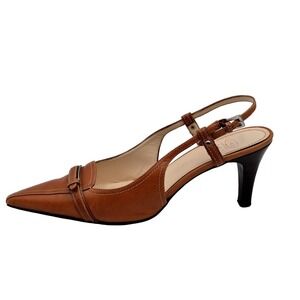 Circa Joan & David CJSOFFIE Shoes Womens Size 9.5 Brown Leather Slingback Heels